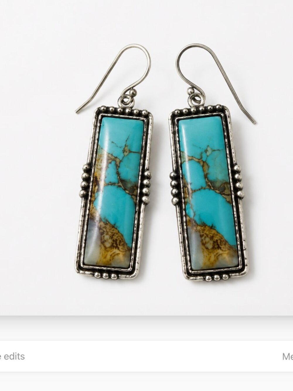39. Southwest BOHO Turquoise Rectangle Drop Earrings